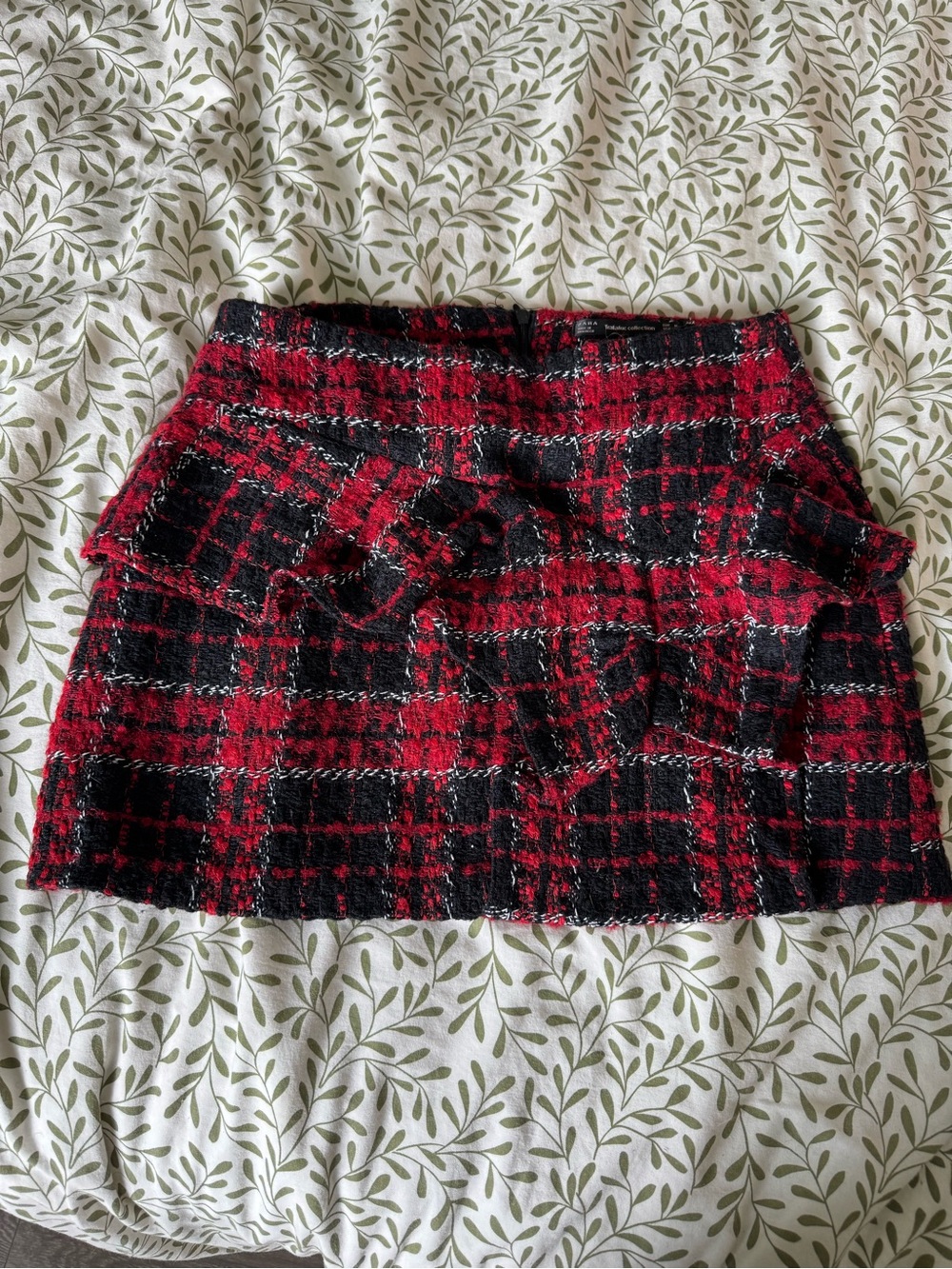 Zara Plaid Tweed Mini Skirt